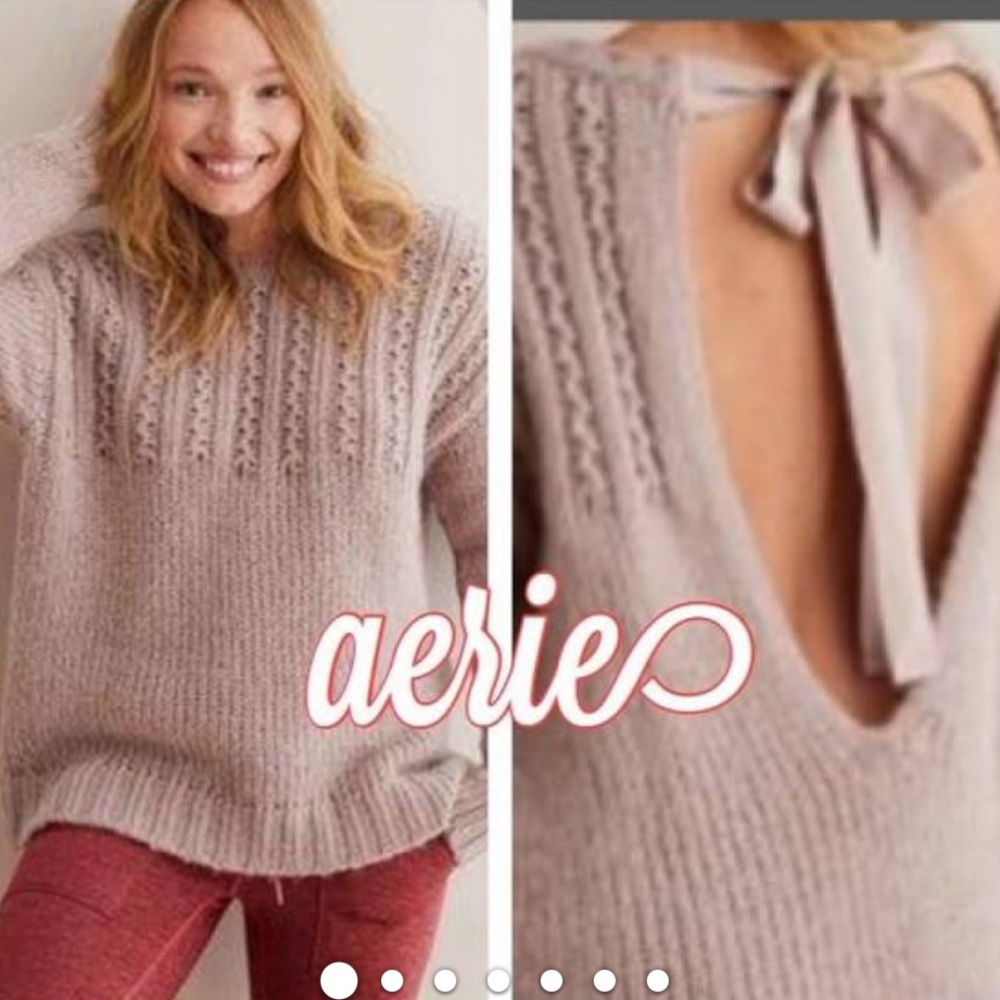 Aerie Tie Open Back Cozy Sweater